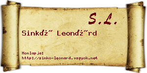 Sinkó Leonárd névjegykártya