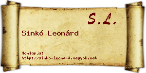 Sinkó Leonárd névjegykártya